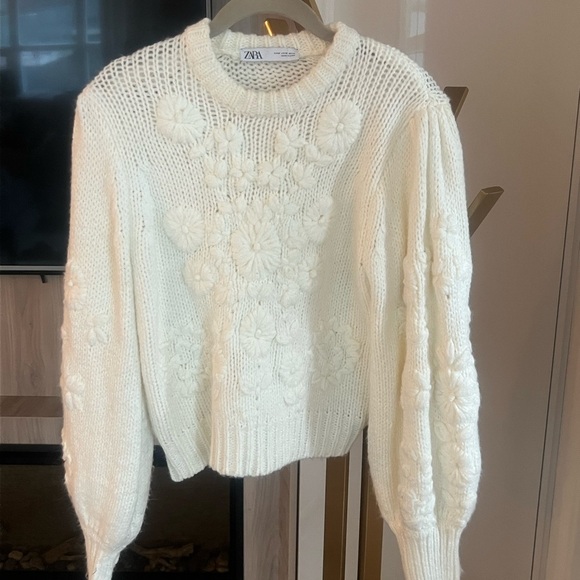 Zara Floral Embroidered Floral Embroidered Knit Sweater - Picture 14 of 14